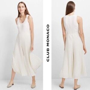 Club Monaco Ivory Pleated Jumpsuit
